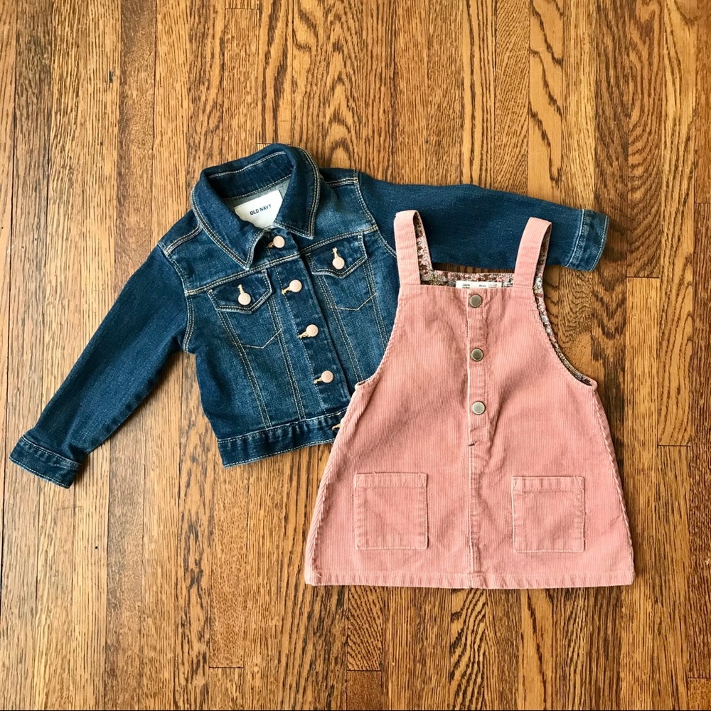 Zara Corduroy Romper & Old Navy Jean Jacket Bundle
